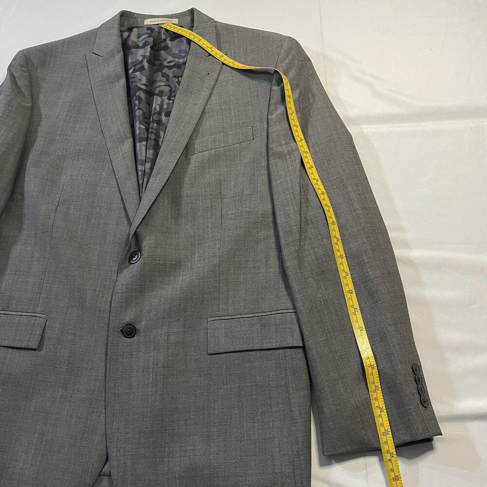 Joe Joseph Abboud Slim Fit 44R Gray Sharkskin Super 120s Wool Suit Jacket Camo - Picture 9 of 10